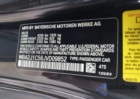 2018 BMW 230I из США, поврежденный, VIN WBA2J1C56JVD09852